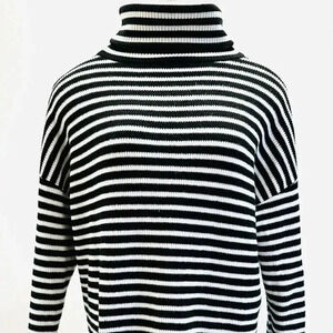 FRENCH CONNECTION Women Long Sleeve Turtle Neck Striped Sweater Size Large